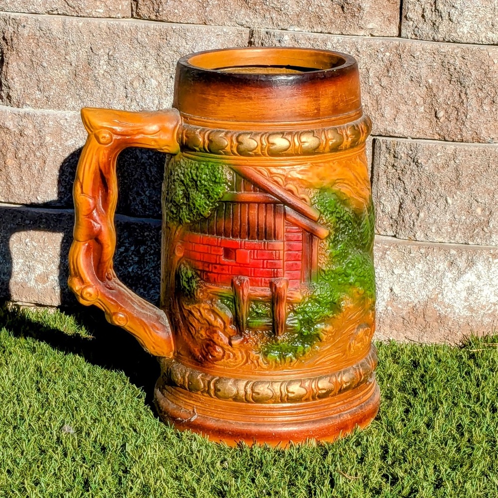 Vintage Norleans Japan XL Beer Stein Bar Mug Ceramic Tankard 13" Tall 2-Gal EUC